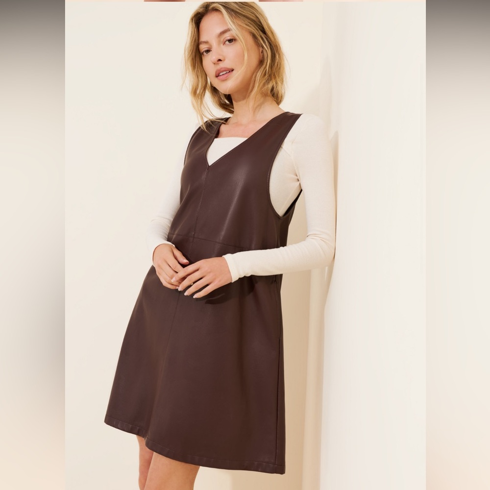 b.young anthropologie Dafany Pleather dress.